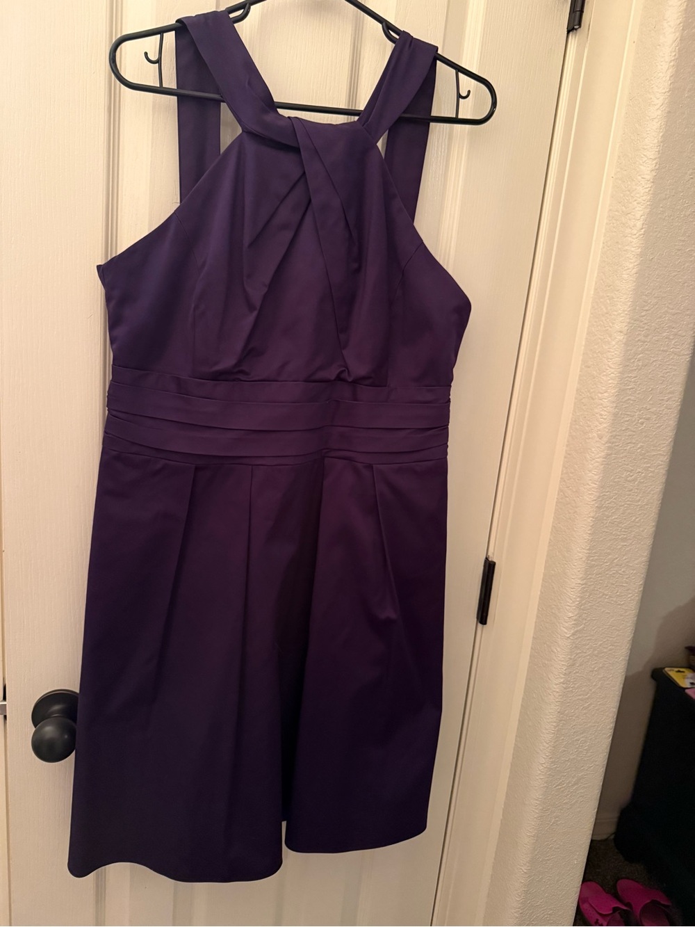 David's Bridal Deep Purple Dress with Halter Neck